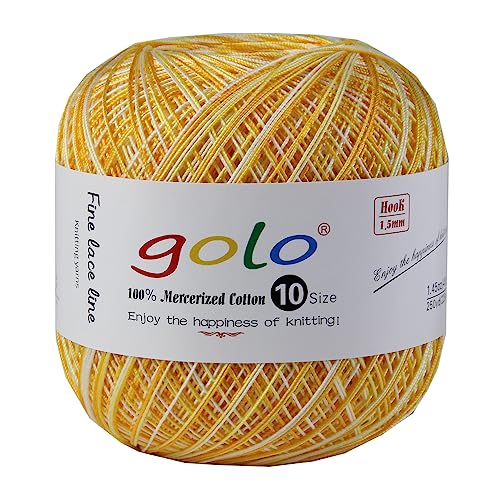 Image of golo Cotton Crochet Thread Balls Size 10 Cotton Colored Yarn for Crochet D-Yellow