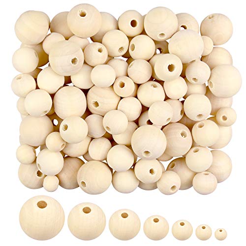 1000 Pcs Wooden Beads Natural Unfinished Wood Beads for Crafts, 7 Sizes Beads for Jewelry Making, Garland, Home/Farmhouse Decor and DIY - 6mm, 8mm, 10 mm, 12 mm, 14mm, 16mm, 20mm