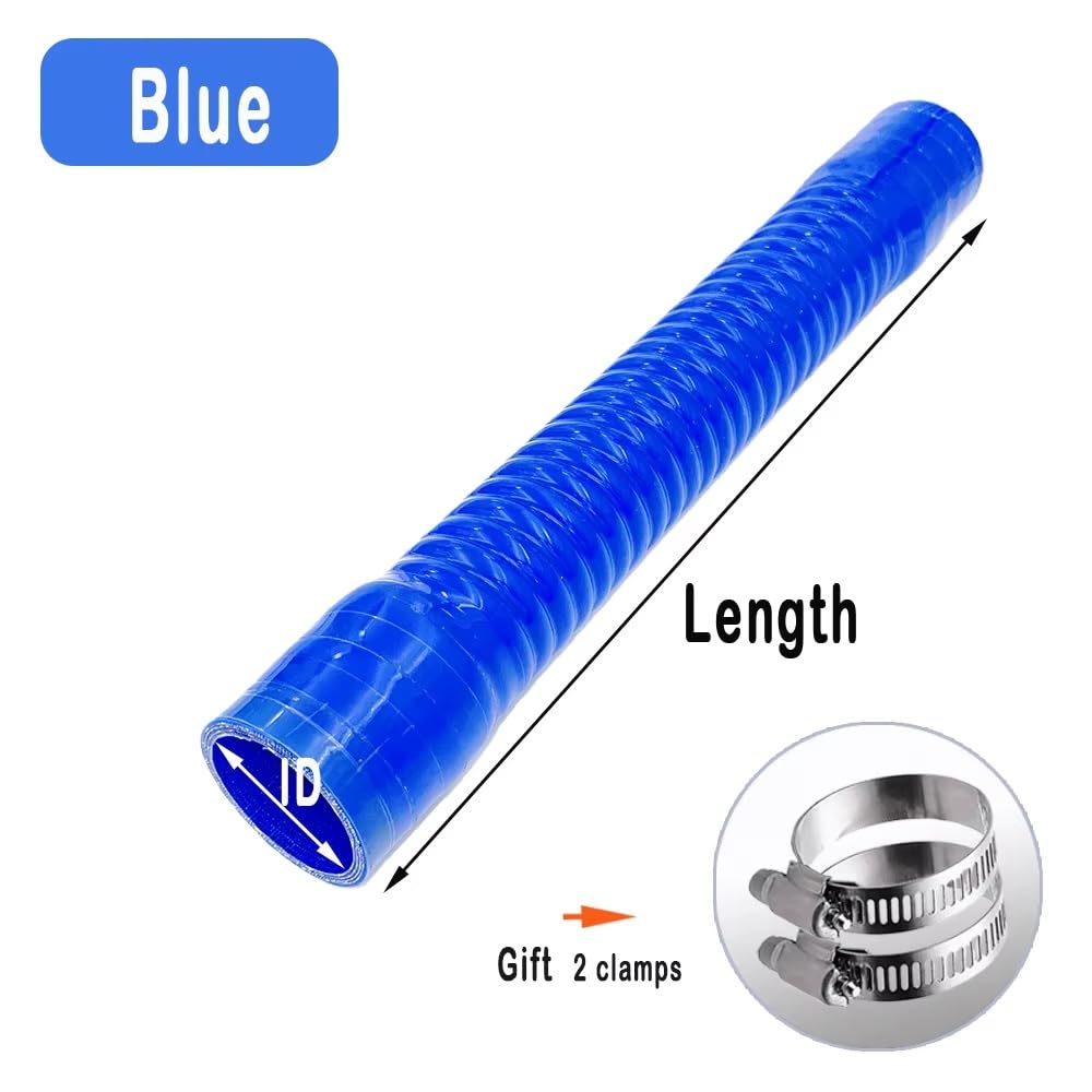 Manguera De Silicona Universal For Coche, Tubo De Radiador De Admisión De Aire Intercooler, Color Azul, 20-75mm ID, 500mm, Con Alambre De Acero(ID 60mm)