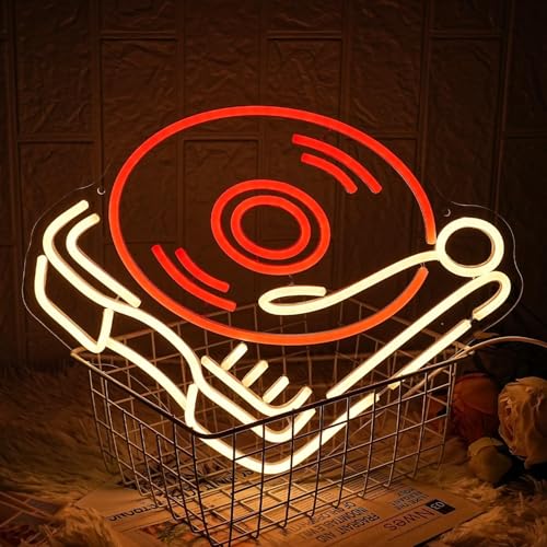 LMSIGNLY Record Player Neon Sign Retro Red Warm Music Record Neon Light Neon Signs Live Music Neon Light Sign for Bedroom Beer Bar Decoration - Image 3