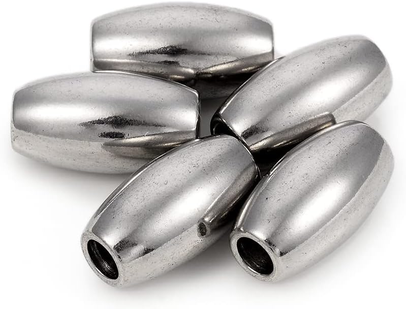 Cheriswelry 200pcs Rondelle 304 Stainless Steel Large Hole Beads 8mm Smooth Metal Loose Spacer Beads 4mm Hole Slide Charms for DIY Earring Bracelet Necklace Craft Jewelry Making Supplies