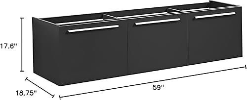 Miniatura 2 de Fresca Vista - Armario de baño moderno para lavabo individual, color negro de 60 pulgadas, color negro