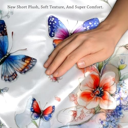 Housse de coussin velours 50x50 cm lot de 2 fleurs et papillon