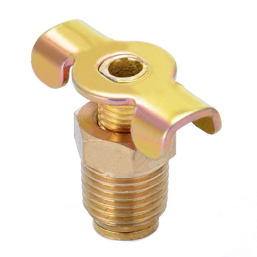 Joywayus Brass Wing Style Drain Cock 1/4" NPT Male External Drain Switch Air Hose Fitting With Handle