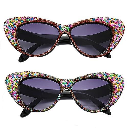 Oversized Cat Eye Diamond Sunglasses Women Candy Color Rhinestone bling Sunglasses Goggles Summer Party Shades