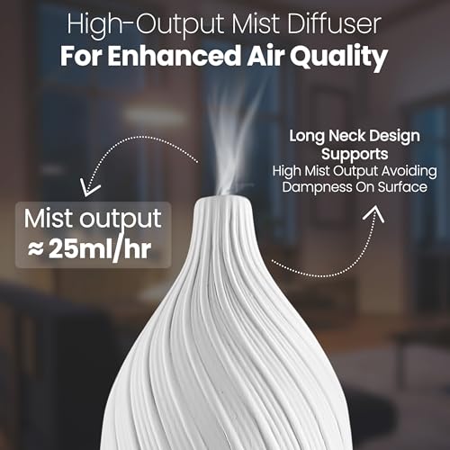 Ceramic Essential Oil Diffuser – 100ml Handcrafted Ultrasonic Aroma Diffuser with 7 LED Colors, Auto Shut-Off When No Water & Quiet Operation – Stone Diffuser for Home, Office & Bedroom - Image 4