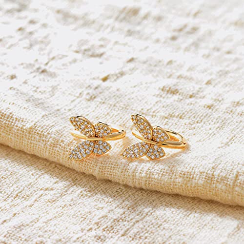 Vacrona Cubic Zirconia Huggie Earrings 14K Gold Plated Tiny Cuff Earrings Small Huggie Hoop Earrings Simple Lightweight Hoops Gift For Women #TOP2