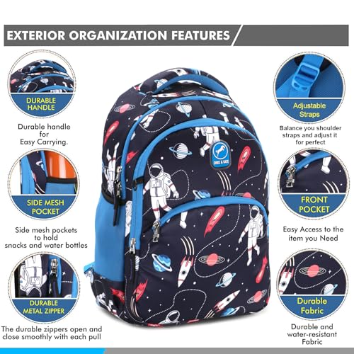 Image of Chris and Kate Astronaut Printed Bookbag School Bag for Boys, Girls Childern Unisex Kids, Suitable for Tuition, Picnics and Casual Outings with a Free Stationery Pouch and Rain Dust Cover Backpack