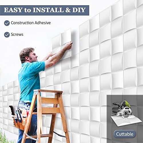 Bxi Vinyl Siding Mounting Blocks - 12 X 12 X 0.7 Inches 8 Pcs Pvc Modern Textured Mobile Home Skirting Panels, Paintable Porch Column Wraps, Exterior Faux Brick Veneers Wall Paneling #TOP5