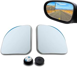 2 PCS Car Blind Spot Mirrors, HD Fan Shaped Glass Frameless Convex Rear View Mirrors, Stick on Adjustable Wide Angle Reverse Assist Mirror, Universal for Car SUV and Truck (Transparent)