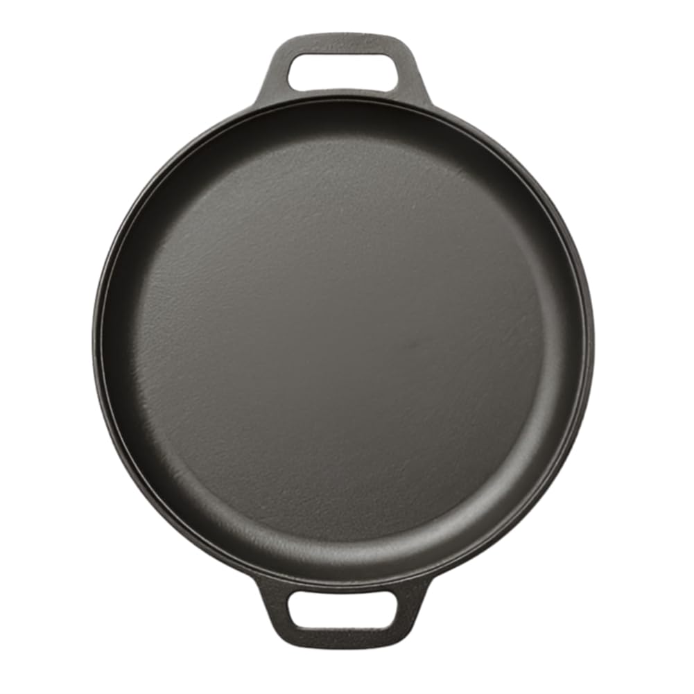 CTRLZS Cast Iron BBQ Camping Frying Pan, Double Handle Non-Stick Pancake Pizza Pan, Steak Pork Chicken Cooking Pan, Cooking Pan