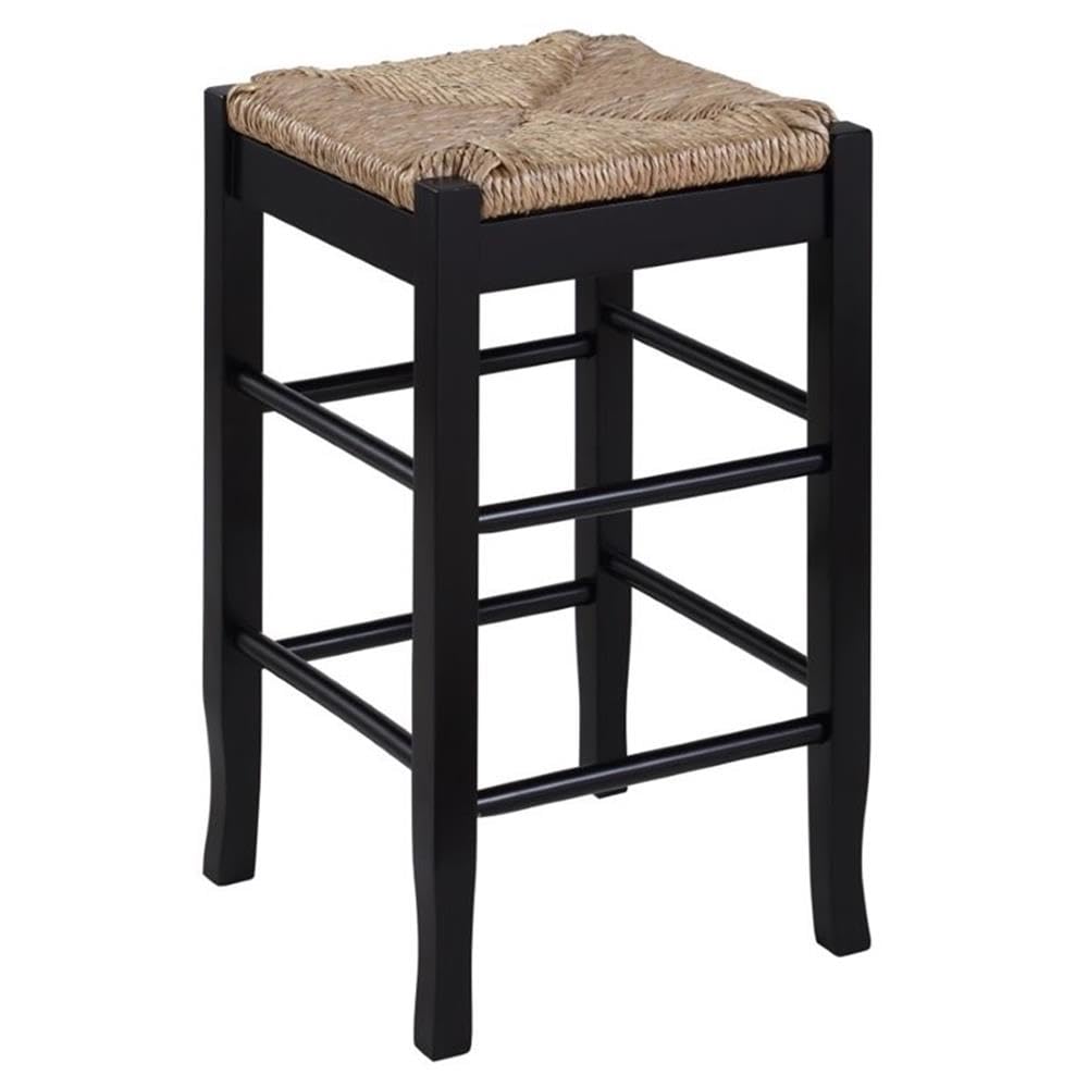Boraam Square Rush Seat Counter Height Stool, 24-Inch, Black