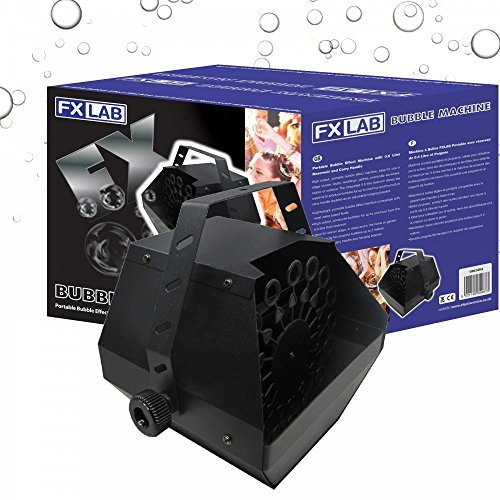 FX Lab - M?quina de pompas de jab?n port?til (capacidad: 0,6 L, incluye asa portadora y soporte para pared)