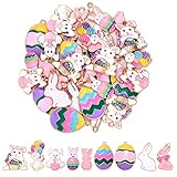 HEIDKRUEGER 36 Pieces Easter Charms Enamel Plated Bunny Colorful Egg Carrot Pendant Charms for Jewelry Making DIY Necklace Bracelet Earring
