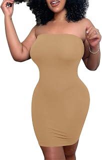 Mokoru Women's Casual Basic Bodycon Tube Top Sexy Strapless Club Party Mini Dress