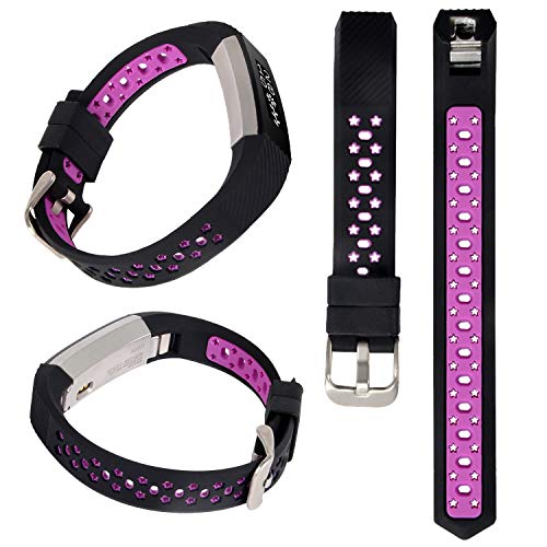 Lwsengme Silicone Strap Compatible with Fitbit Alta/Fitbit Alta HR Wrist Replacement Band Smart Watch Fitness Strap Accessory (Black/Pink)