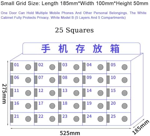 Wall-Mounted Cell Phone Locker Box with Key Lock - Acrylic Storage Cabinet for Home & School, Available in 12/15/20/25 Grid Options, Secure Mobile Phone Organizer