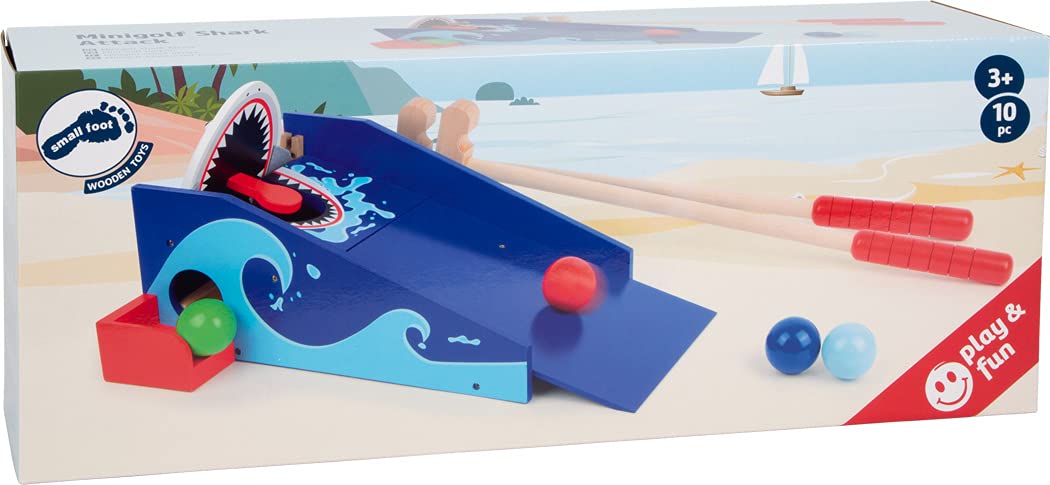 Small Foot Minigolf 11588 Shark Attack en bois avec mécanisme de verrouillage intégré