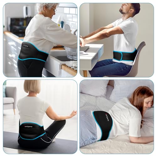 Image of Comfytemp Ice Pack for Back Pain Relief, 2 Pcs, Sciatica Ease Brace, Reusable Gel Lower Back Ice Wrap for Injuries, Hot Cold Compress for Lower Lumbar, Waist, Men Women After Surgery (Black)