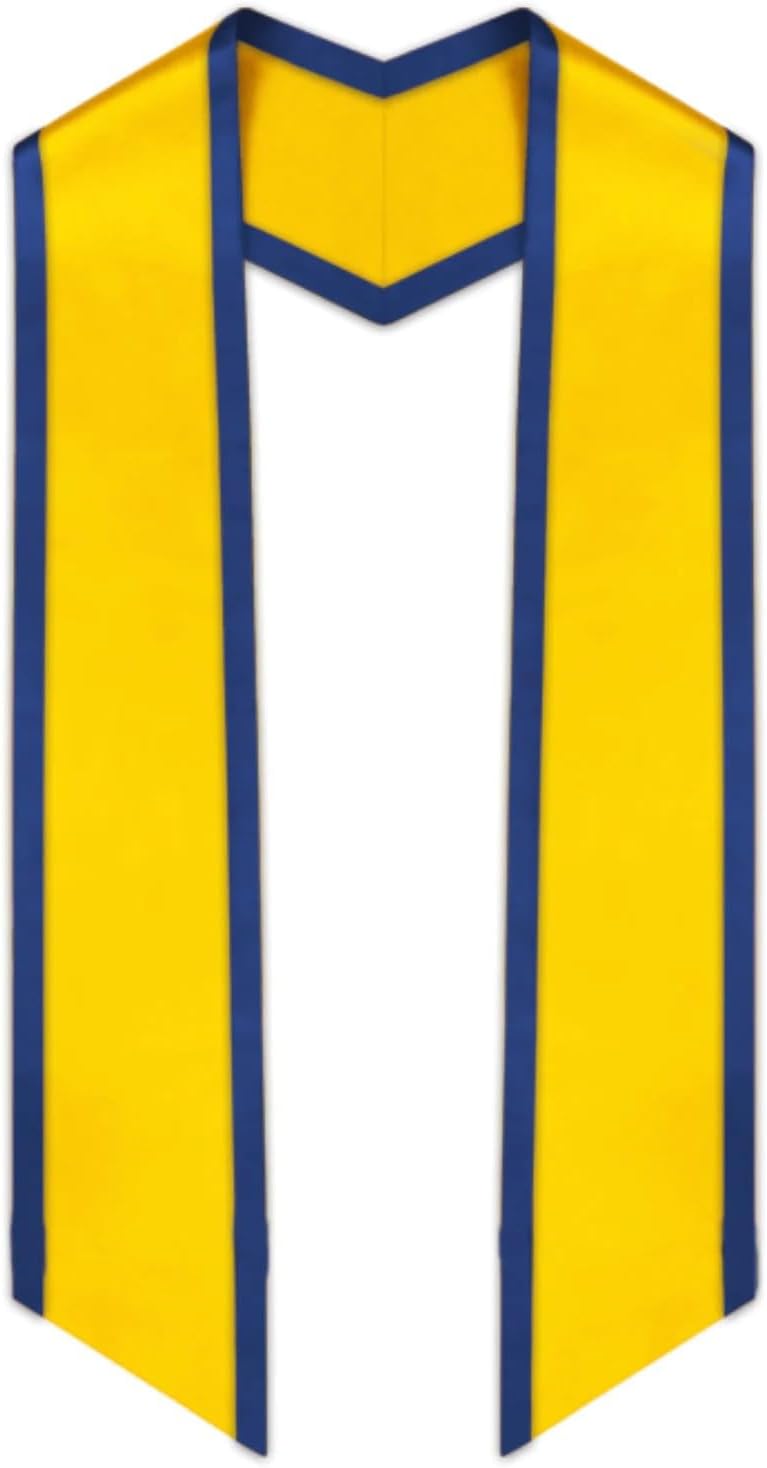 Unisex Graduation Honor Stole With Trim, Angled End Sash 72" Long