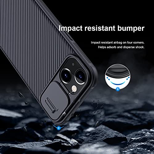 Image of Mangix for iPhone 13 Case with Camera Cover,Slim Fit Thin Polycarbonate Protective Shockproof Cover with Slide Camera Cover, Upgraded Case for Apple iPhone 13 6.1inch (Black)