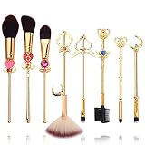 Anime Makeup Brushes, Anime Gold Metal Magic Wand Handle Makeup Brushes Professional, Eye/Face/Lip Makeup Brushes Tool Sets & Kits Cosplay, Valentine/Halloween/Christmas Gifts (B)