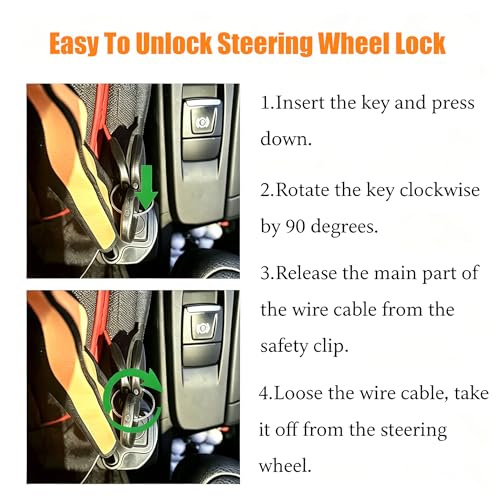 NANAGO Steering Wheel Lock, Heavy Duty Anti-Theft for Car — view 6