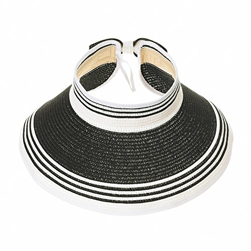 Withmoons Womens Summer Sun Visor Packable Roll-Up Beach Hat Slv1033 (Black) #TOP2
