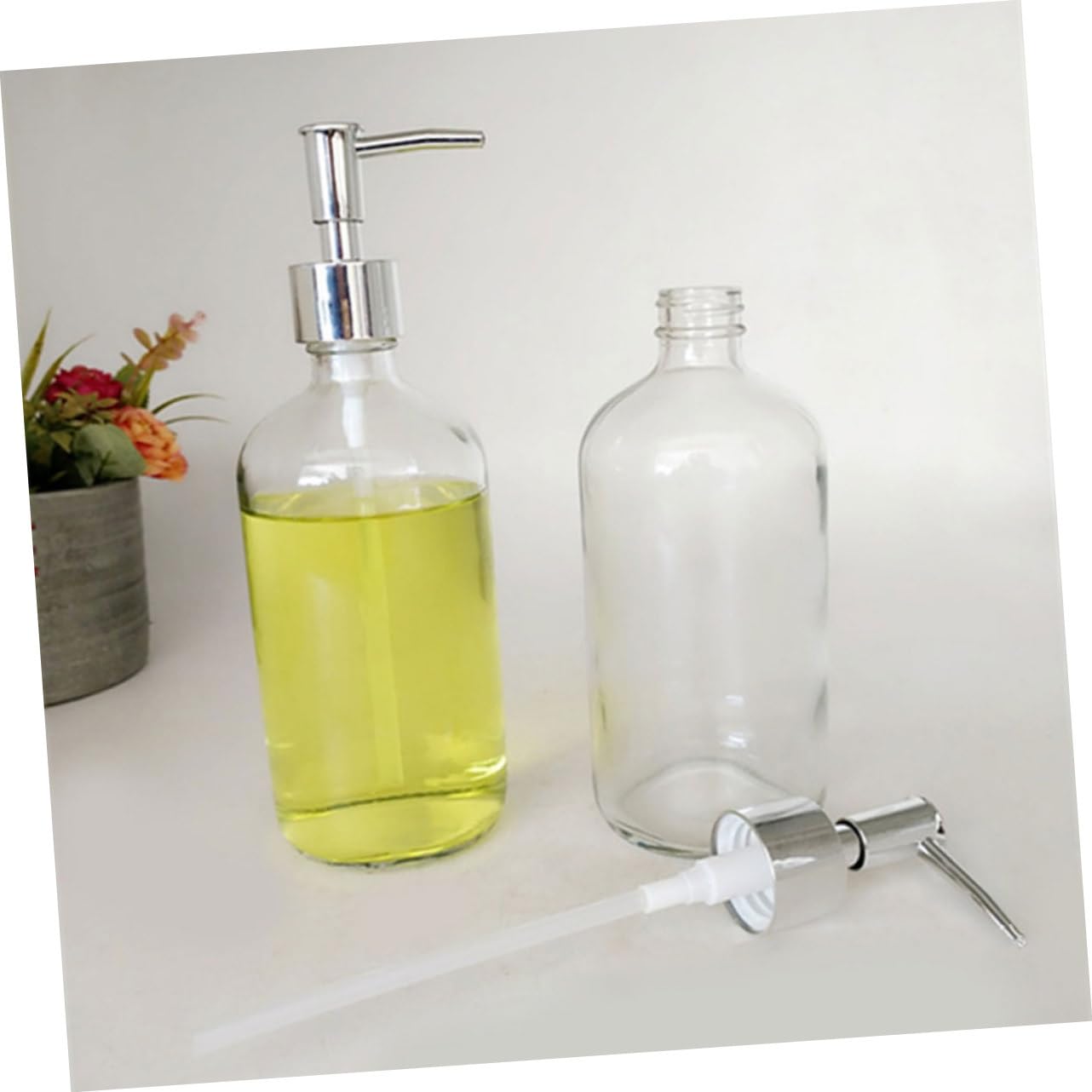 Alipis 4piezas Botellas De Vidrio De Envase De Loción y Champú Bomba De Vidrio Reutilizables Ecologicas para Artículos De Tocador para Hogar y