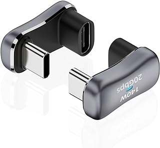 AreMe 180° USB C Adapter (2 Pack), 180 Degree Angle USB-C Male to USB-C Female 20Gbps PD 140W Adapter for Steam Deck,Switch,Laptop,Tablet,Phone and More Type C Devices