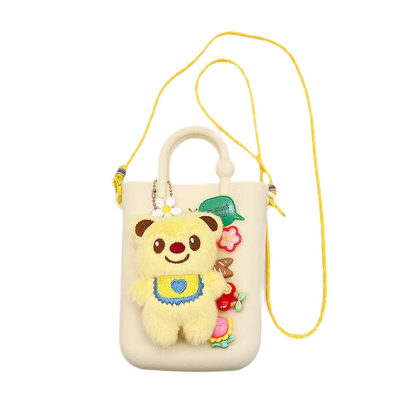 Silicone Shoulder Purse Lightweight Crossbody Bag for Shopping Spring Summer Yellow-image-35