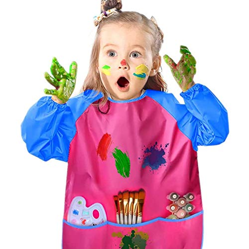 Liwein Kids Art Schorten, 4 pack Kunstenaar Schilderen Schorten Lange Mouwen met 3 Ruime Zakken Waterdichte Kids Play… - Image 8