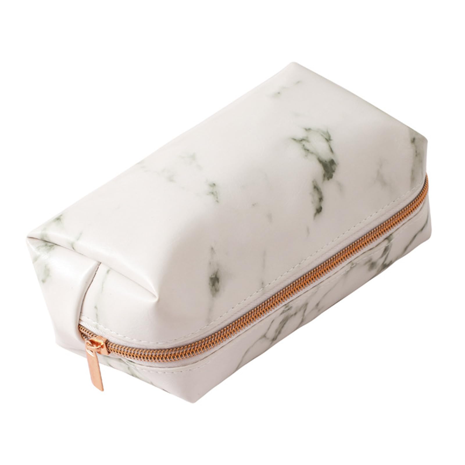 Reißverschlüsse Marmor Textur Mäppchen PU Mode Marmor Muster Kosmetiktasche Schüler Federmäppchen für Schreibwaren für Schreibwaren, Lippenstift,Sonnencreme, Geld, Handy (Weiß)