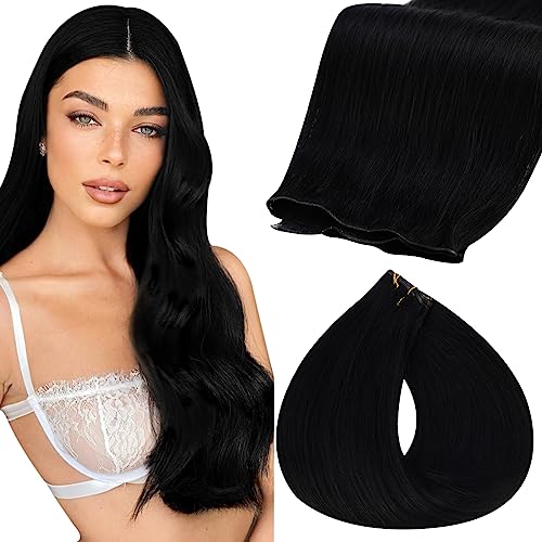 Fshine Weaving Hair Weft Extensions,14 Inch 50 g,Remy Human Hair Extensions,Color 1 Jet Black,Silky Soft Texture,No Damage Wear,for women