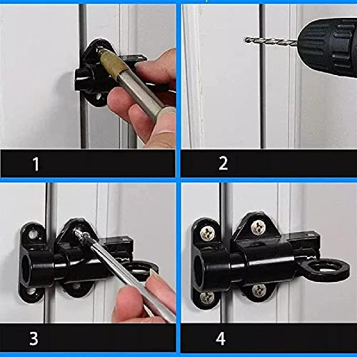 2pcs Security Automatic Gate Door Lock Spring Load Bolt Latch，for Window Cabinet Drawer Security Self-Closing Gate Lock (Black)