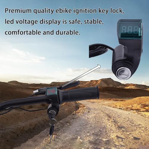 Image of Universal E Bike Key Ignition 12V-96V Key Ignition for Ebike Key Switch 3 Wire Digital Voltage Display LED Voltmeter Electric Scooter Ignition Switch with Key, Electric Bike Ignition Key Replacement