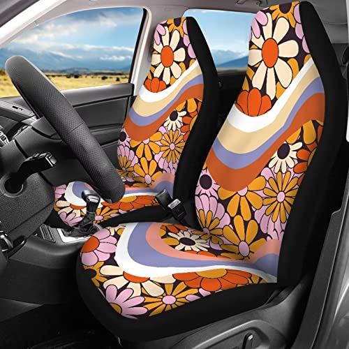Image of Modysero Blossom Flower Print Car Seat Cover Full Set Novelty Soft Elastic All Season Automotive Seat Cover for Women Universal Auto Seat Cover Accessories Fit Most Cars Vehicles