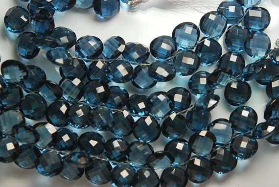 Quartz bleu de Londres cœurs facettés 14mm pour créer vos bijoux de soirée d'été