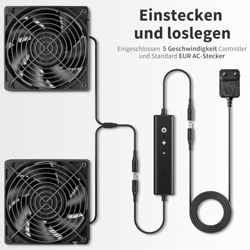 UpHere AC 220V PC Lüfter mit Dual Kugellager und 5 Geschwindigkeitsstufen