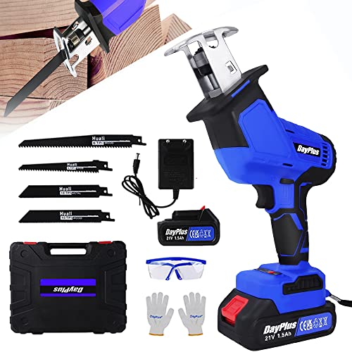 Scie Sabre sur Batterie Professional Scie Alternative 21V Scie Egoîne Electrique Scie Sabre Sans Fil Sans Balais Portable avec 4 Lames de Scie pour Métal PVC...