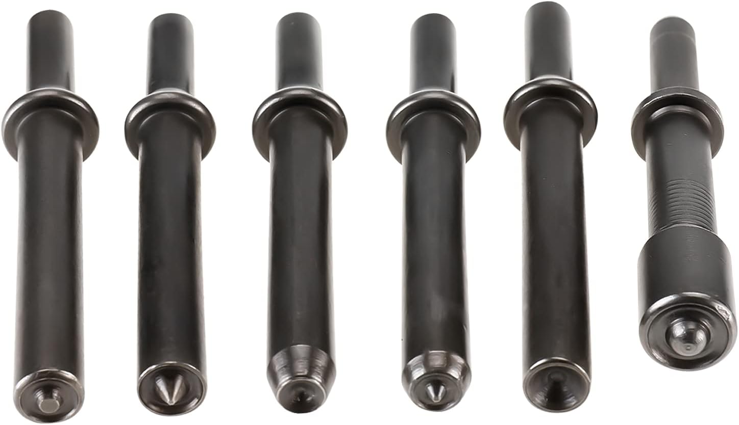Smoothing Pneumatic Air Rivet Hammer Chisels Air Hammer Bits Accessories 0.401" Shank High Carbon Steel Bits Extended Length Tools with Spring (6pcs Air Hammer Tools)