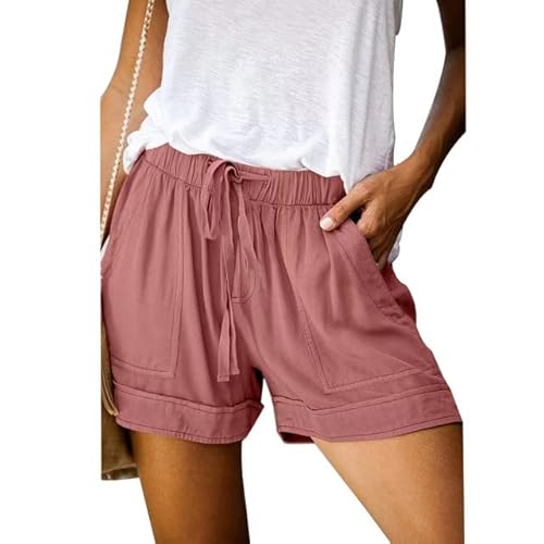 Cugoodte Shorts For Women, Womens Casual Summer Athletic Shorts Baggy Trendy Hot Pants Pockets Drawstring Comfy Short Shorts Light Pink #TOP7