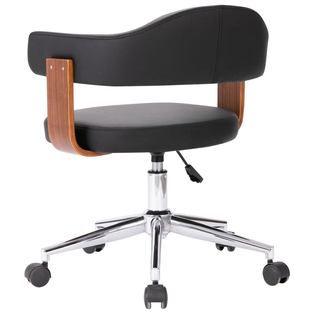 Juego de 2 sillas de comedor giratorias de piel sintética y madera curvada, giratoria 360 grados, con muelle de gas, altura ajustable, diseño moderno para salón o oficina