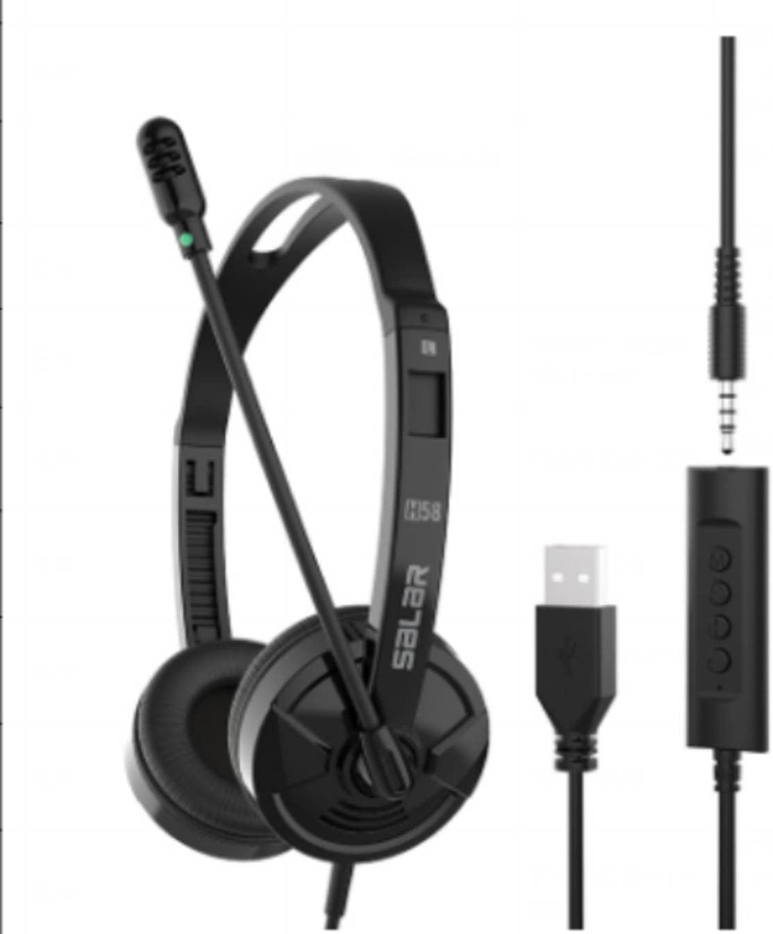 NJDT USB Headsets with Microphone Adjustable Noise Cancelling Business Office Headsets Builtin