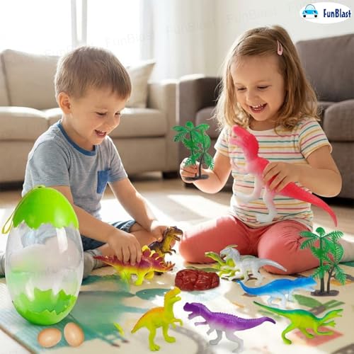 Image of FunBlast Dinosaur Toy for Kids - Set of 14 Pcs Dinosaurs Animals Figures Toys Set with Egg Box, Realistic Dinosaur Toys, Animal Figures Action Toy for 3+ Years Old Kids, Boys, Girls (Random Color)