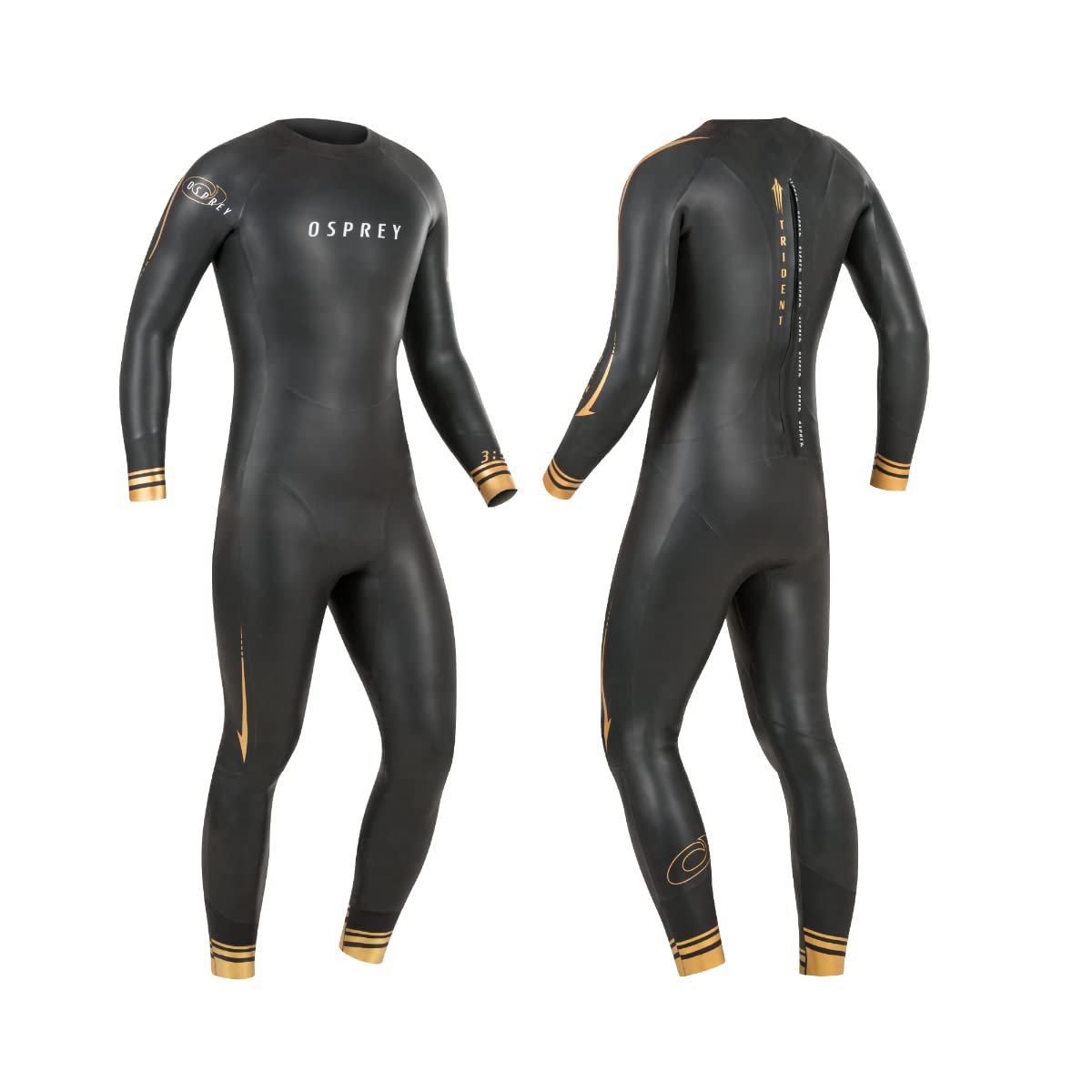 Osprey Men's WST0061 Trident, Triathlon Summer Full Length Wetsuit, 3MM Tri-Suit, ST, Black, Small Tall