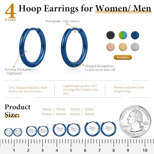 Image of Small Gold Huggie Hoop Earrings Set for Women Men Hypoallergenic 14K Plated Stack Cartilage Earrings, Sterling Silver Multiple Piercing Lightweight Mini Thin Cute Dainty Trendy Jewelry Gifts for Women