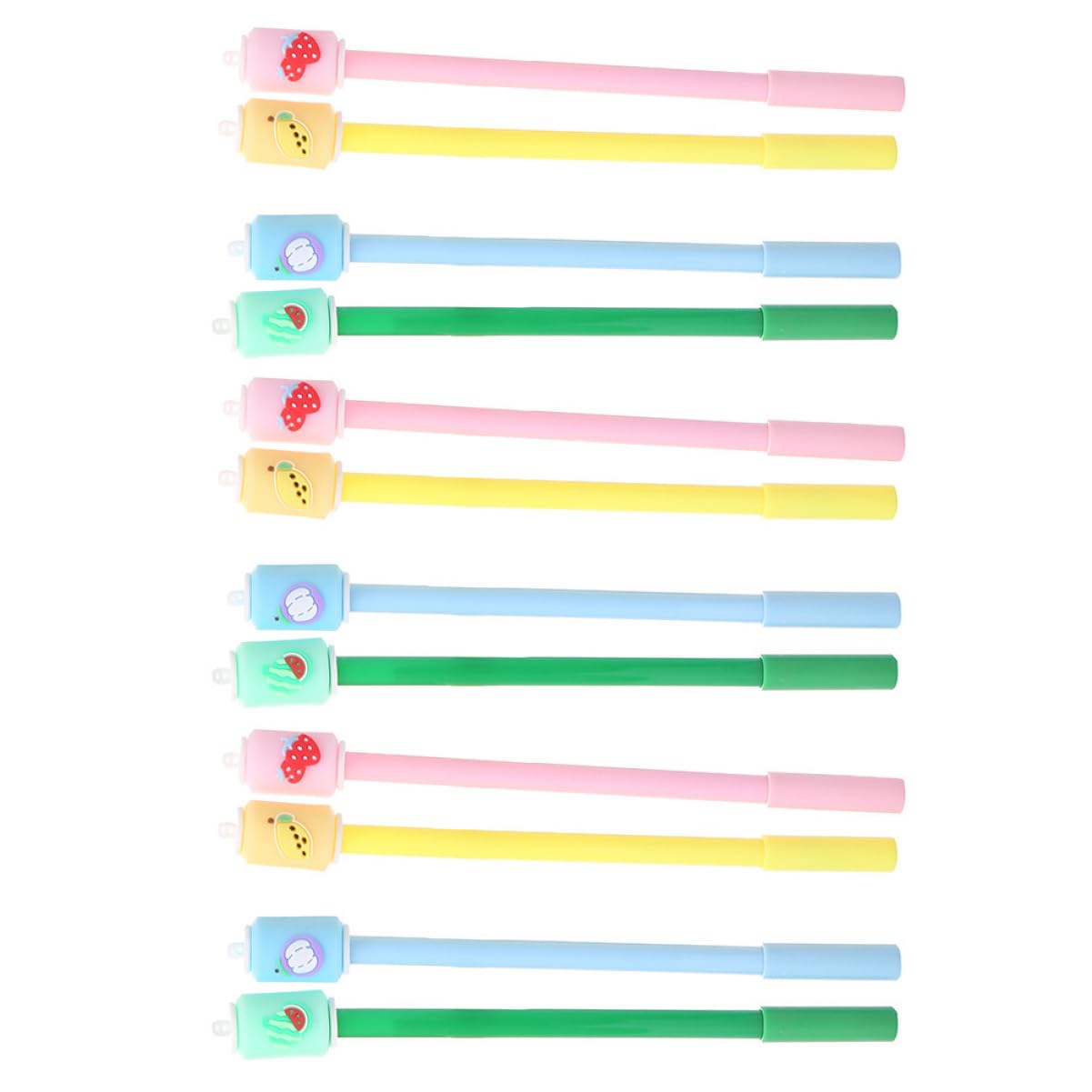 VILLCASE 4 Ensembles Stylo Gel Papeterie Stylos Effaçables À Encre Gel De Dessin Animé Pen s De Signature De Bureau Signature Tête En Silicone 12 Pièces * 4