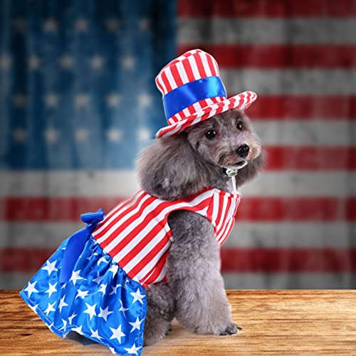 Ali2 3Pcs 4Th Of July Day Dog Hat Sunglass Costume Dog Independence Day Pet Dog American Flag Pet Dress Clothes For Small Medium Dog Cats #TOP5