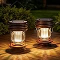 Solar Lanterns Outdoor Patio Decor, 2 Pack Hanging Solar Lights Waterproof, Retro Decorative Table Lamps with Warm Glow for Porch, Yard, Garden, Pathway & Backyard Decoration